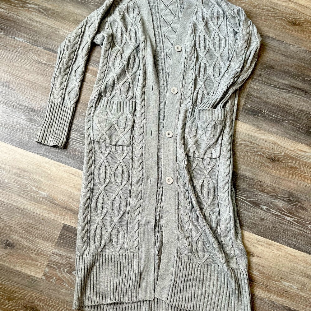 Lovestitch brand- Lt Gray long cardigan sweater